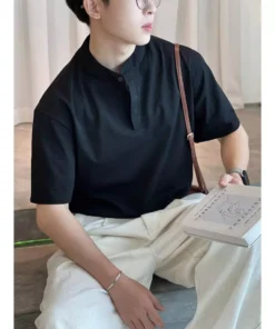 Áo Thun Trơn Cổ Tàu Henley-Tee