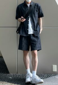 áo-sơ-mi-denim-quần-short